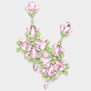 Glass Crystal Statement Dangle Evening Earrings